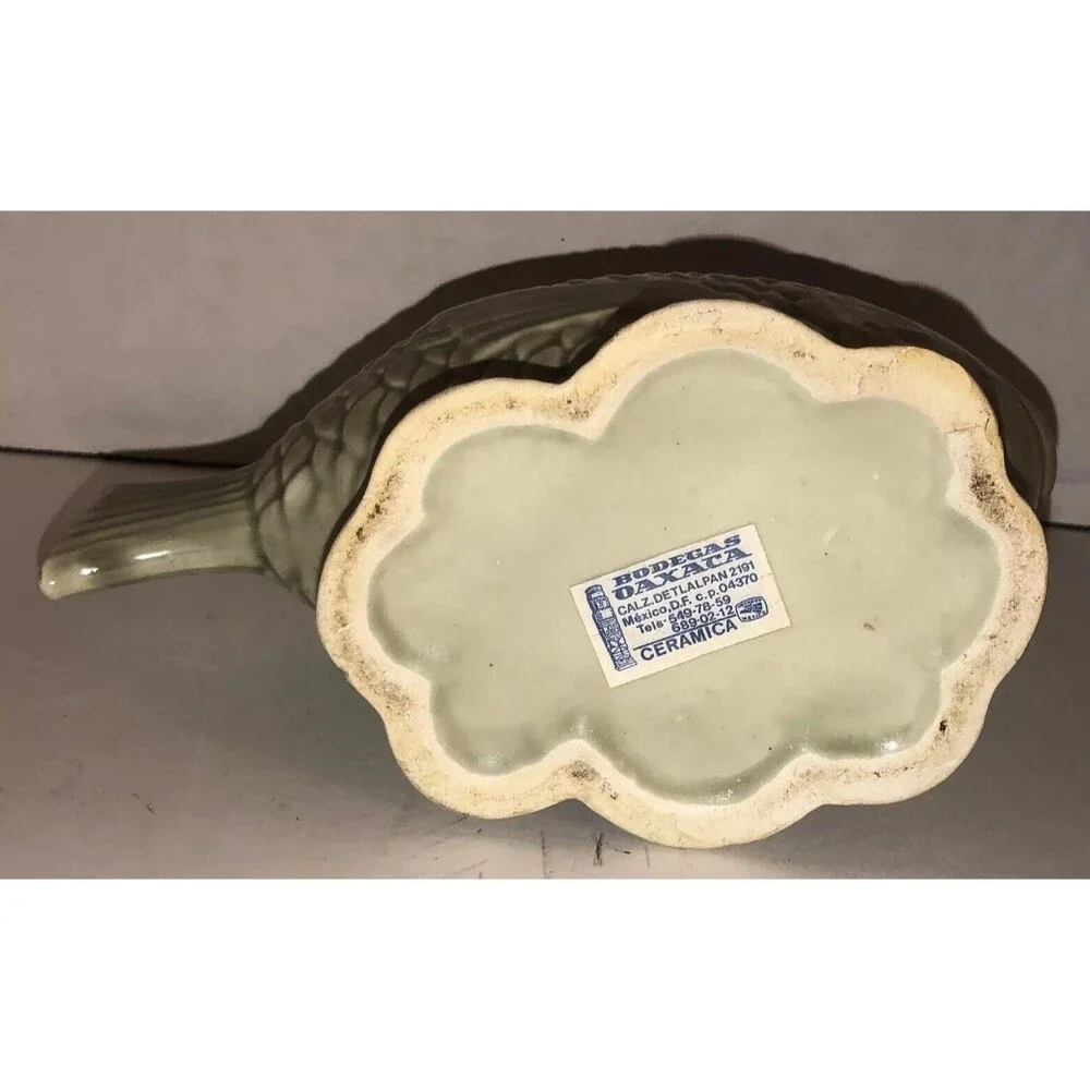 Vintage Ceramic Fish Bowl Lid Bodegas Oaxaca Ceramica Made In Mexico Scales RARE